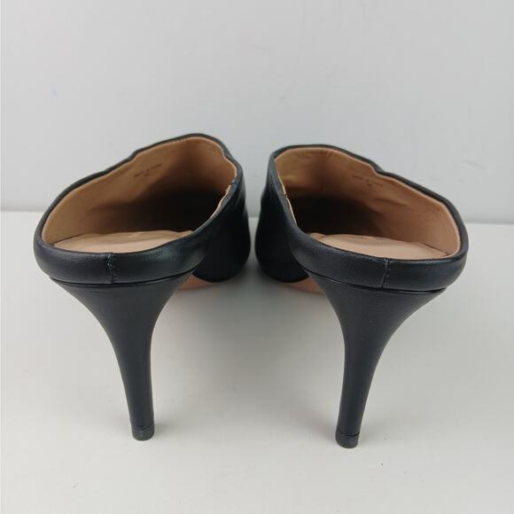 Banana Republic SZ 9 Black Leather Mid-Heel Mules – Pointed Toe Slip-On NEW - Picture 6 of 9